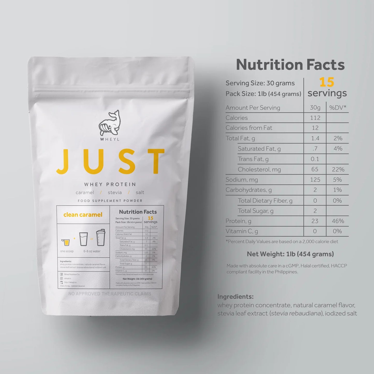 Wheyl Just Whey Protein 1lb Pack - 15 servings