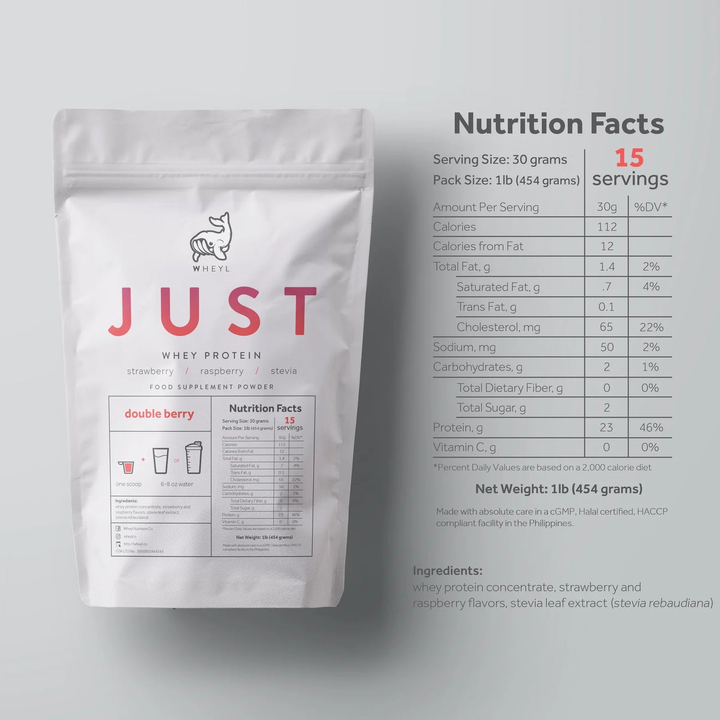 Wheyl Just Whey Protein 1lb Pack - 15 servings