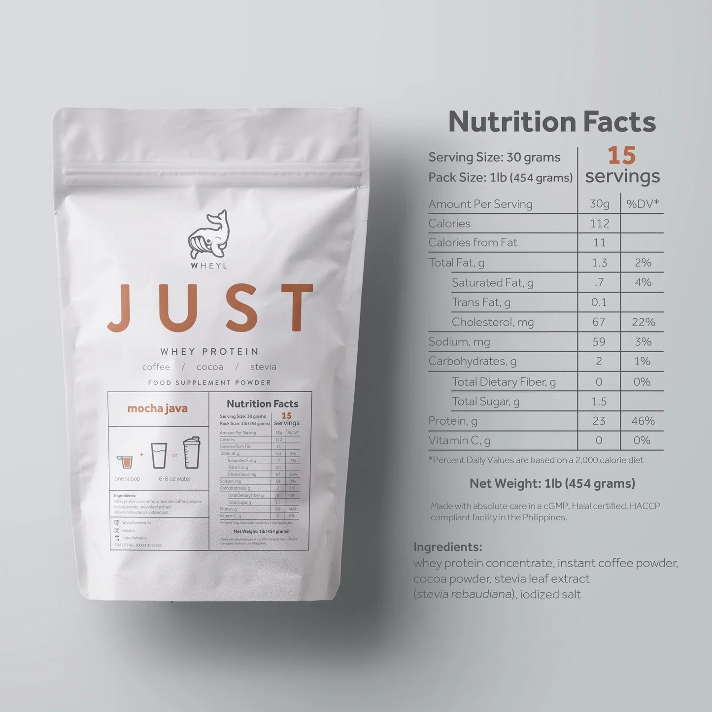 Wheyl Just Whey Protein 1lb Pack - 15 servings