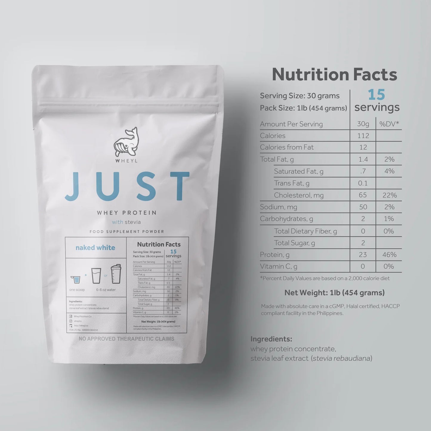 Wheyl Just Whey Protein 1lb Pack - 15 servings